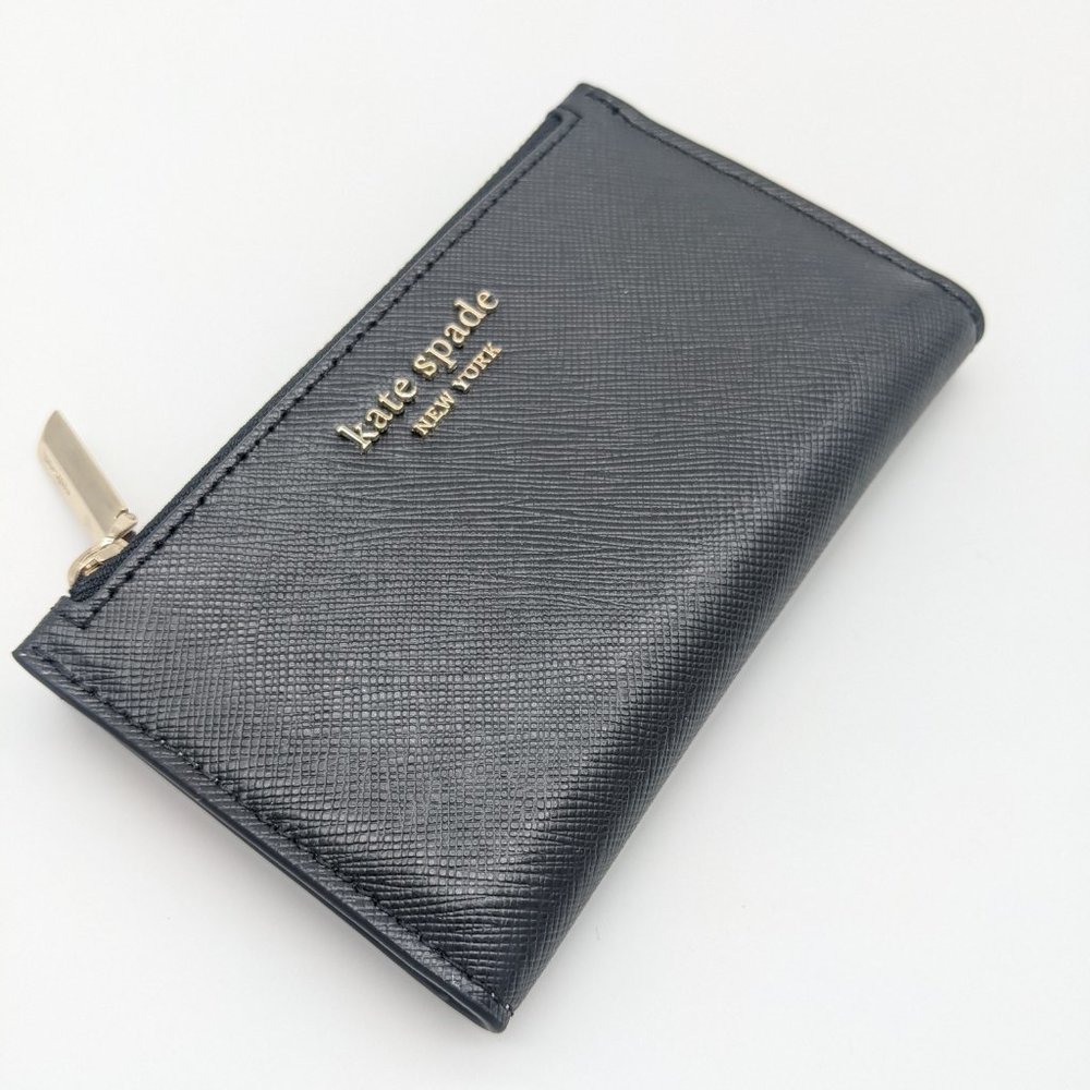 KATE SPADE New York Spencer leather small slim bi-fold women's wallet - BLACK - Picture 3 of 7